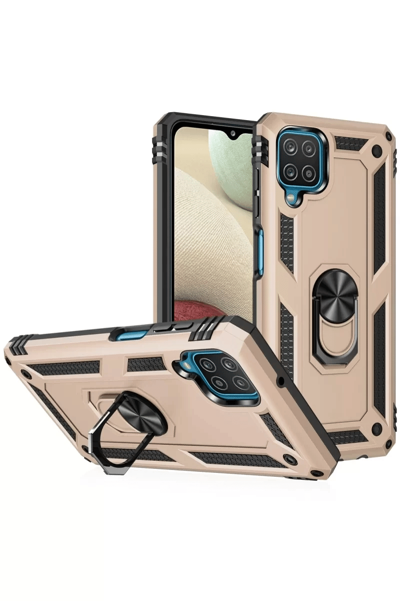 Samsung Galaxy A22 Kılıf Sofya Yüzüklü Silikon Kapak - Gold