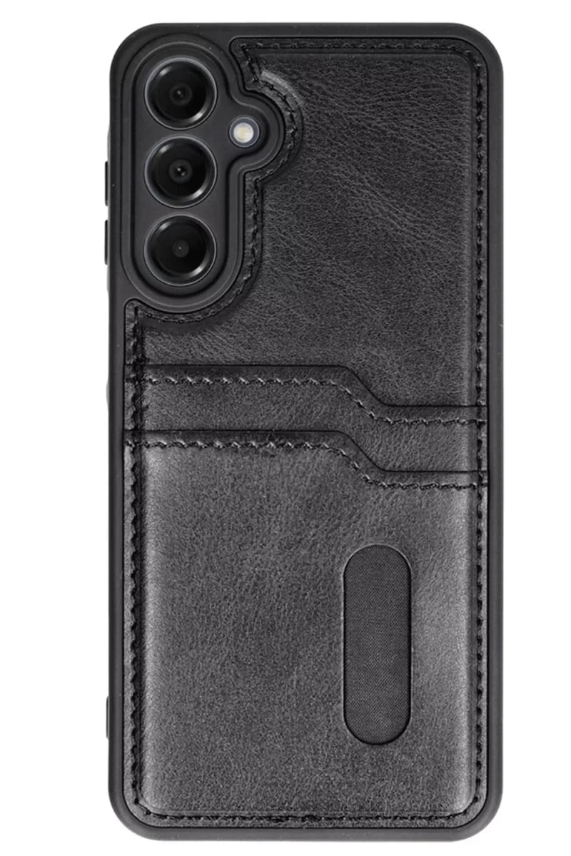 Samsung Galaxy A36 Kılıf Sara Kartvizitli Deri Kılıf - Siyah