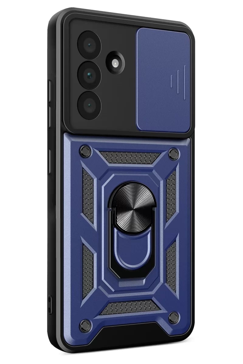 Samsung Galaxy A37 5G Pars Lens Yüzüklü Silikon - Lacivert
