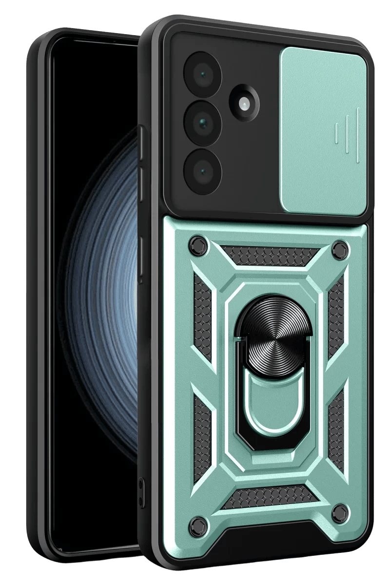 Samsung Galaxy A37 5G Pars Lens Yüzüklü Silikon - Yeşil