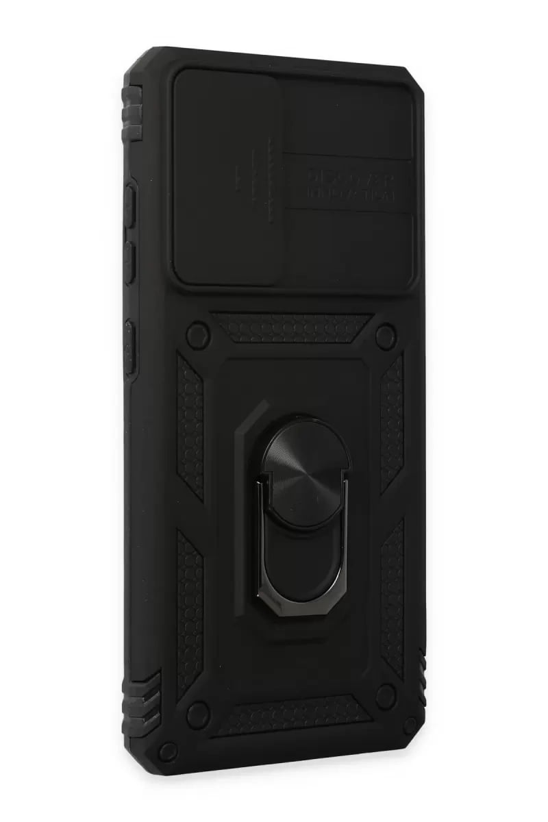 Samsung Galaxy A52 Kılıf Pars Lens Yüzüklü Silikon - Siyah