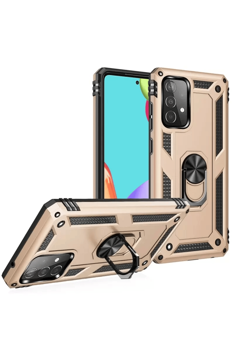 Samsung Galaxy A52 Kılıf Sofya Yüzüklü Silikon Kapak - Gold
