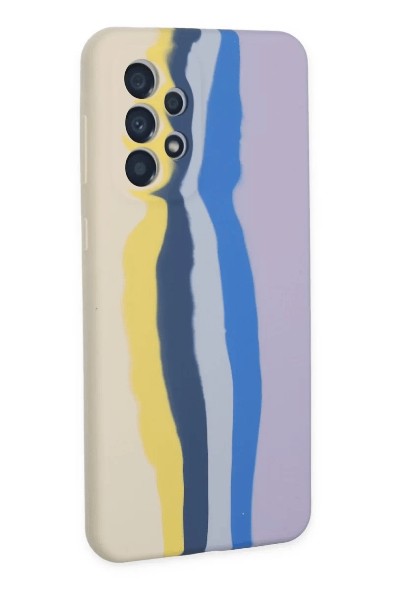 Samsung Galaxy A53 5G Kılıf Ebruli Lansman Silikon - Sarı-Lila