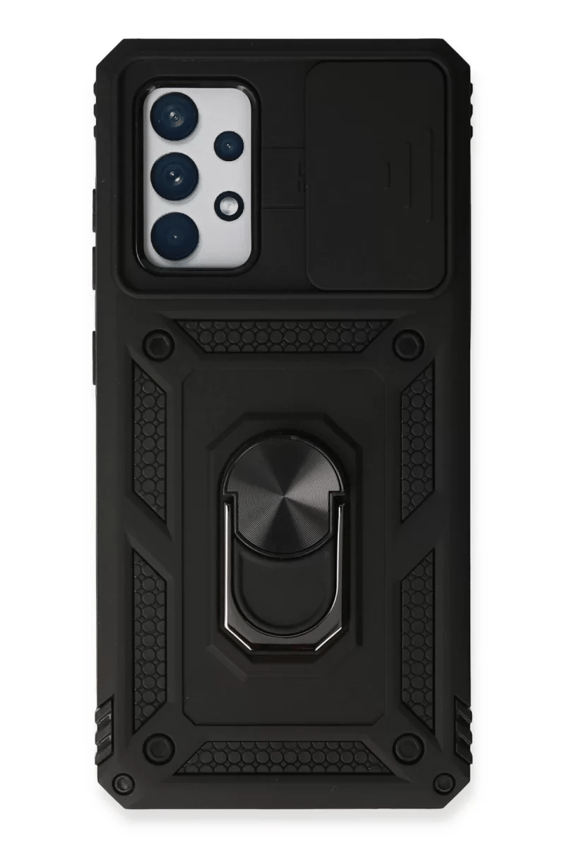 Samsung Galaxy A73 5G Kılıf Pars Lens Yüzüklü Silikon - Siyah
