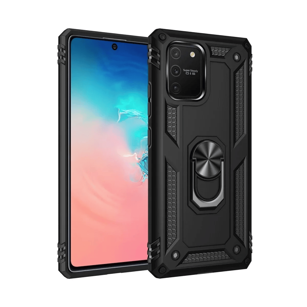 Samsung Galaxy A91 / S10 Lite Kılıf Sofya Yüzüklü Silikon Kapak - Siyah
