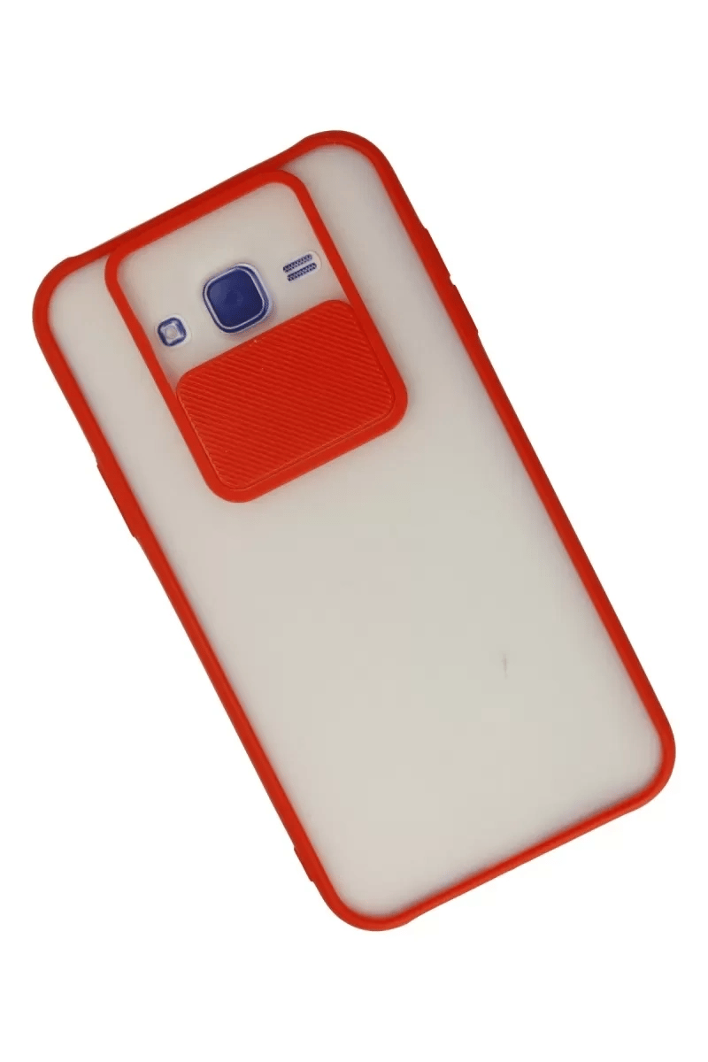 Samsung Galaxy J7 Kılıf Palm Buzlu Kamera Sürgülü Silikon - Kırmızı