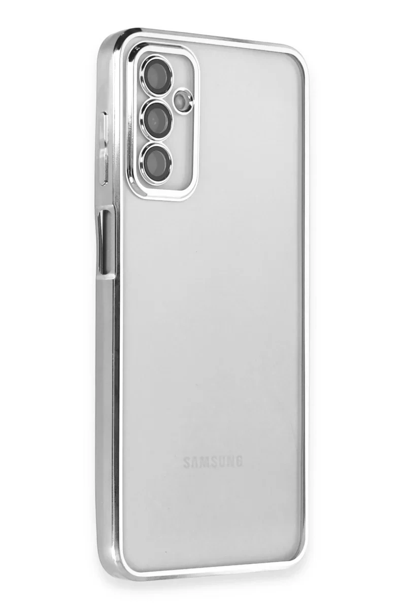 Samsung Galaxy M23 Kılıf Lensli Silikon - Gümüş
