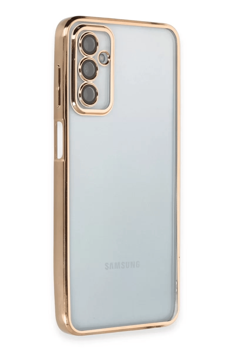 Samsung Galaxy M23 Kılıf Lensli Silikon - Gold