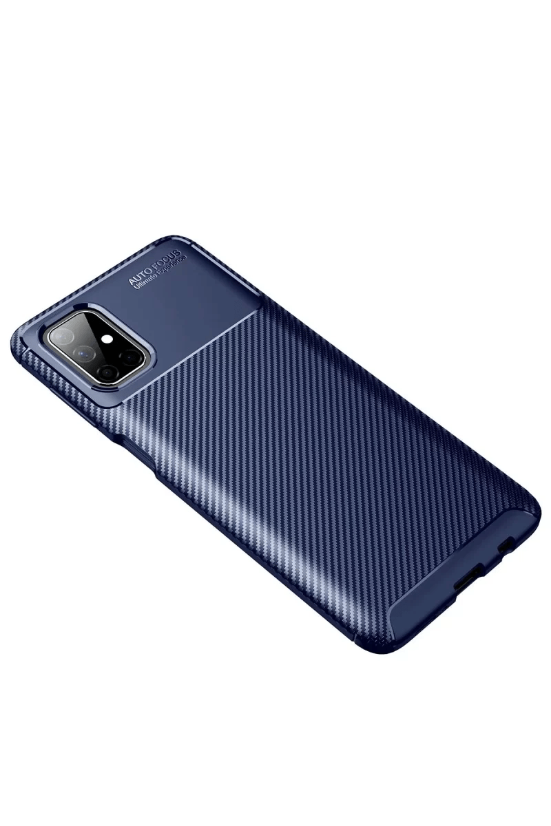 Samsung Galaxy M51 Kılıf Auto Focus Karbon Kapak - Lacivert