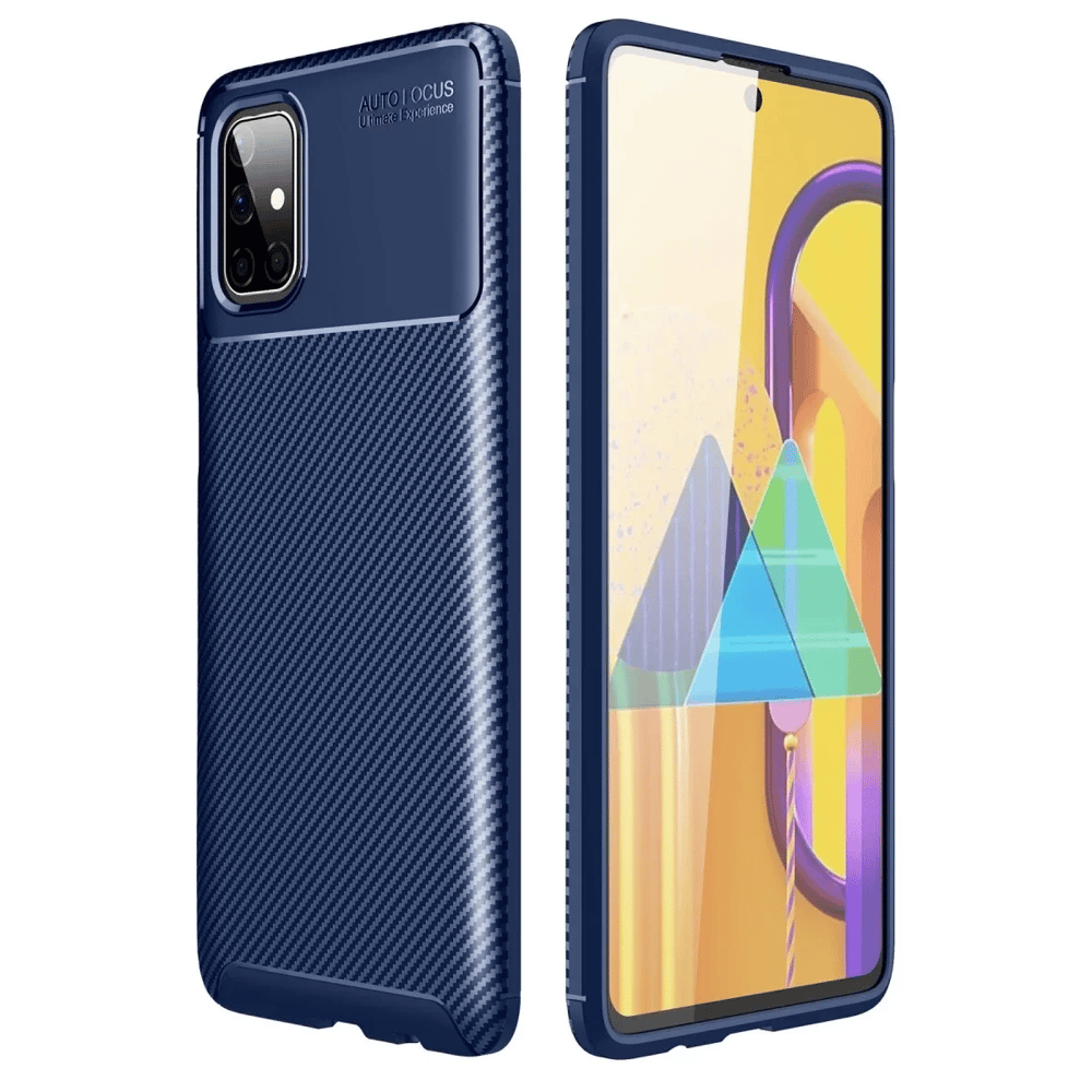 Samsung Galaxy M51 Kılıf Auto Focus Karbon Kapak - Lacivert