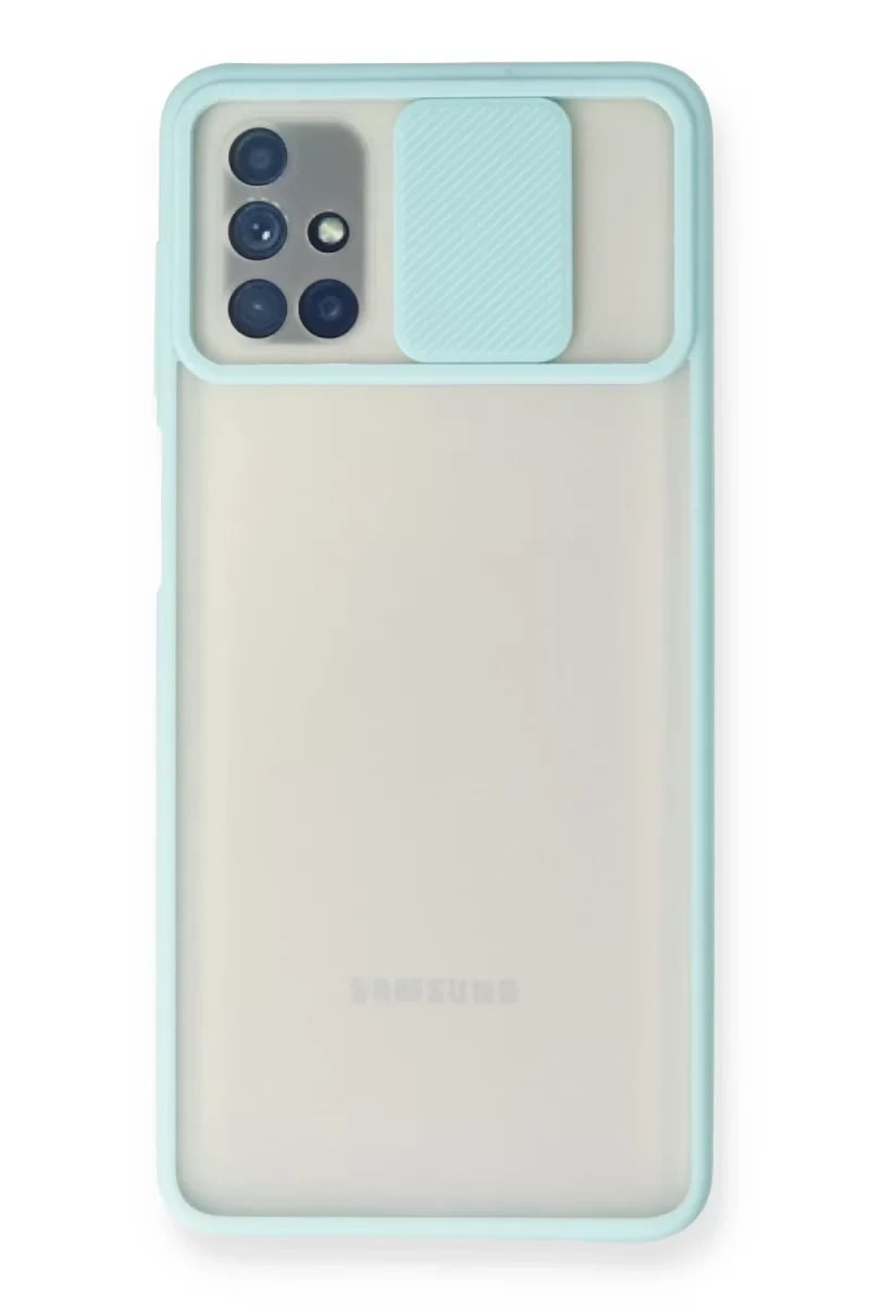 Samsung Galaxy M51 Kılıf Palm Buzlu Kamera Sürgülü Silikon - Turkuaz