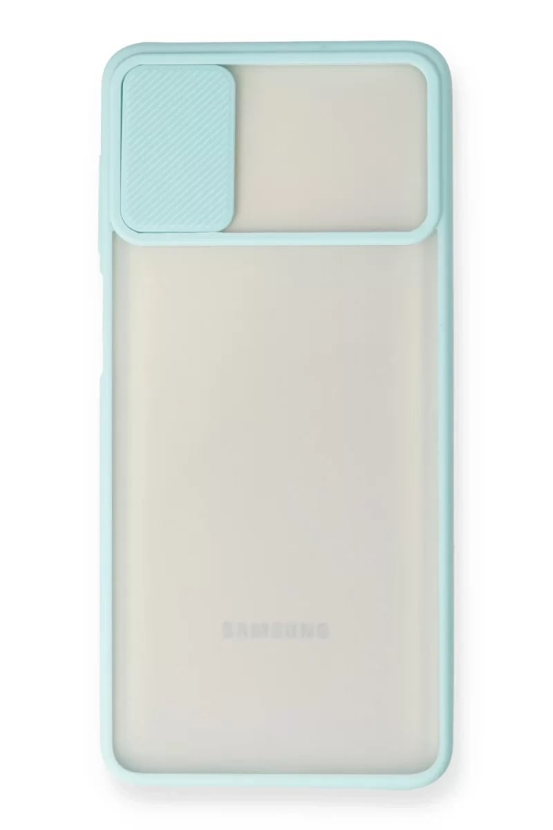 Samsung Galaxy M51 Kılıf Palm Buzlu Kamera Sürgülü Silikon - Turkuaz