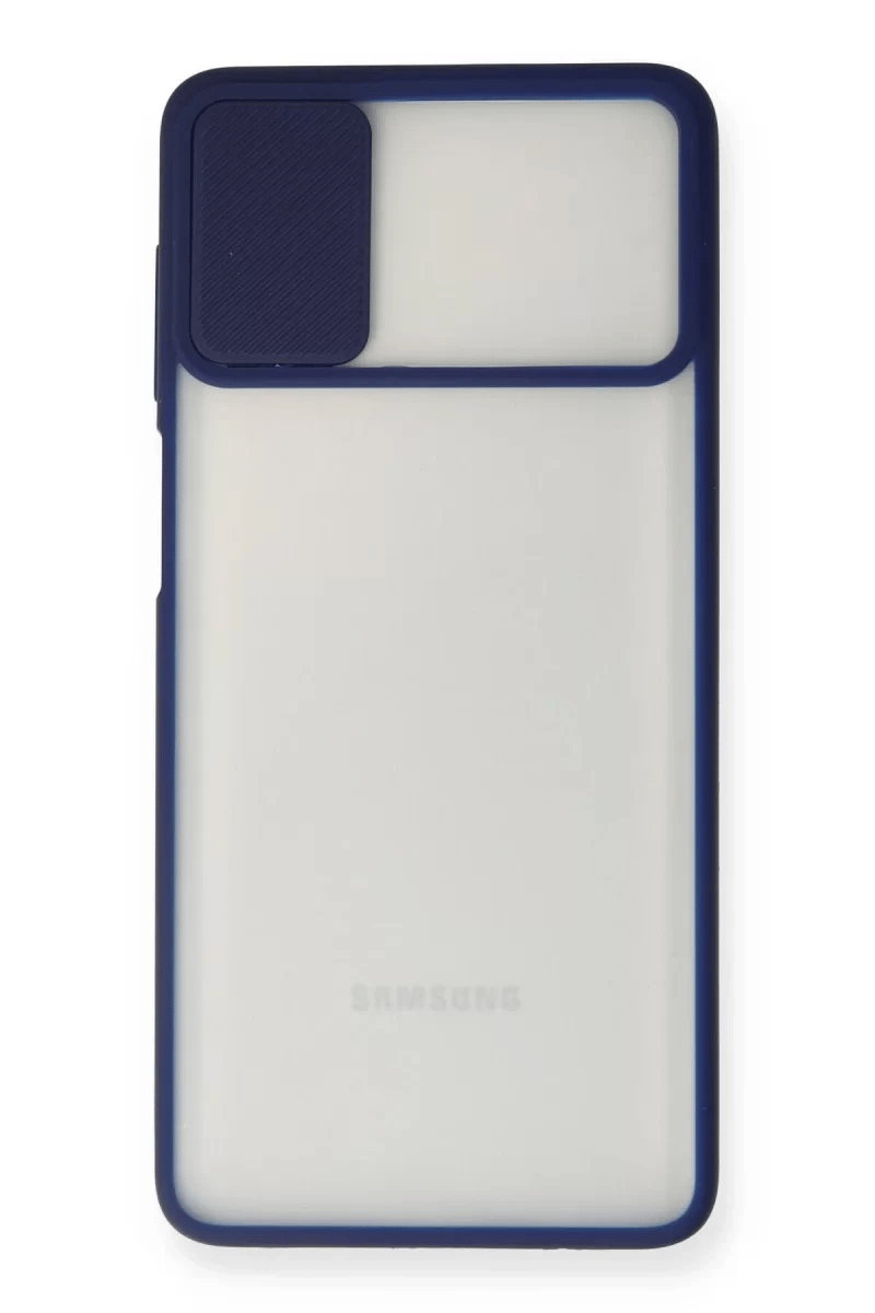 Samsung Galaxy M51 Kılıf Palm Buzlu Kamera Sürgülü Silikon - Lacivert