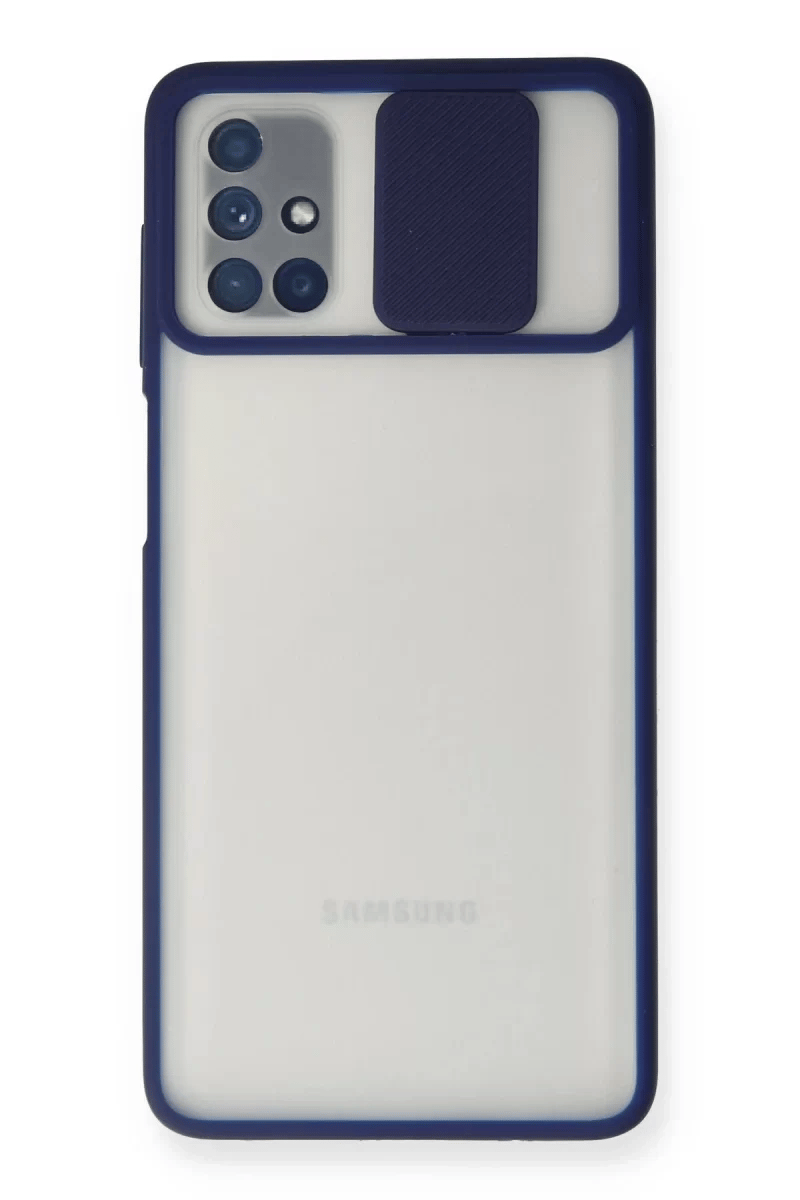 Samsung Galaxy M51 Kılıf Palm Buzlu Kamera Sürgülü Silikon - Lacivert