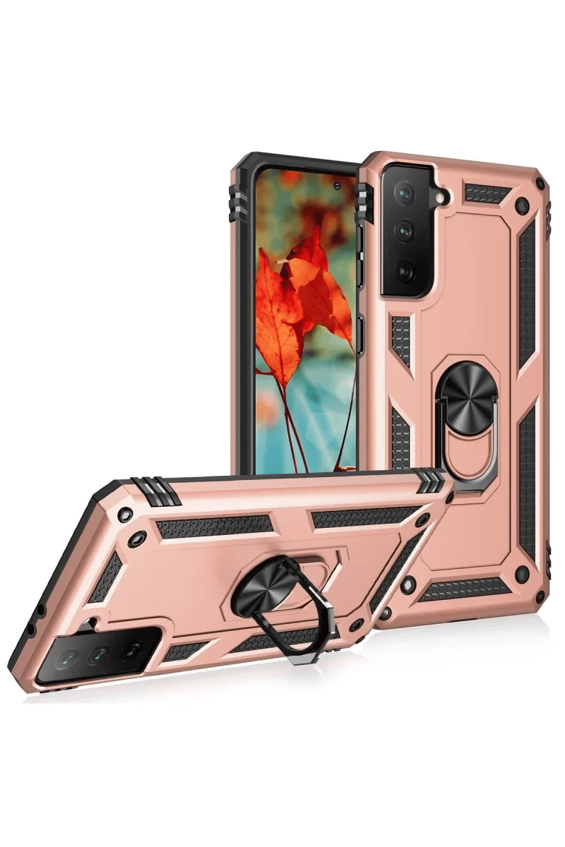 Samsung Galaxy S21 Kılıf Sofya Yüzüklü Silikon Kapak - Rose