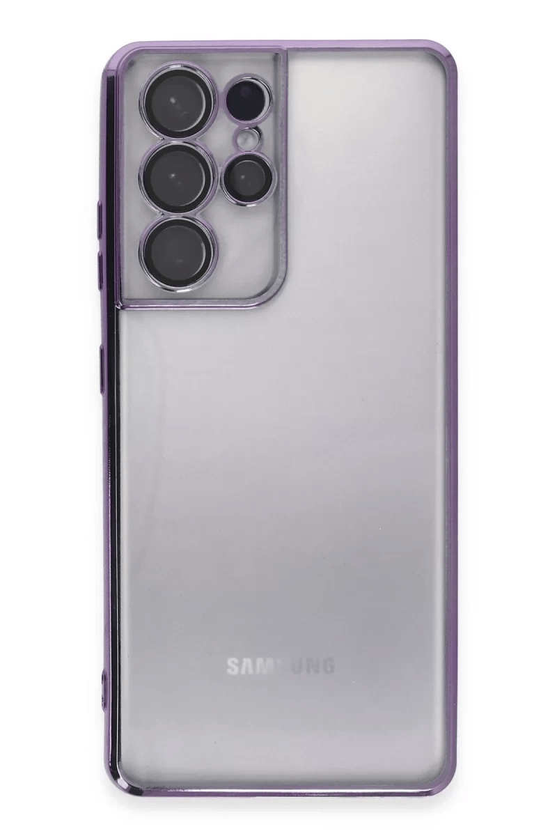 Samsung Galaxy S21 Ultra Kılıf Lensli Silikon - Mor