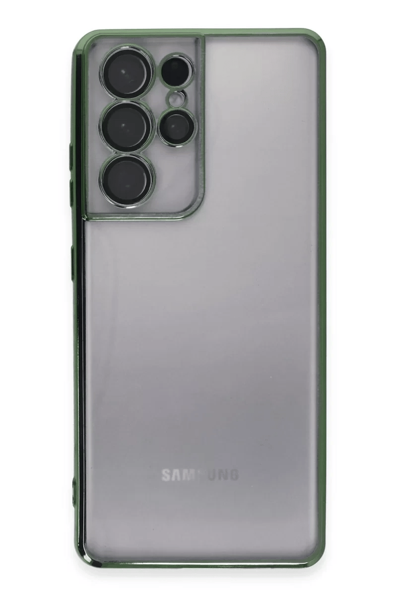 Samsung Galaxy S21 Ultra Kılıf Lensli Silikon - Yeşil