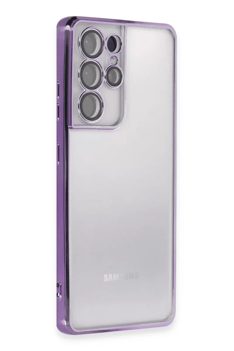 Samsung Galaxy S21 Ultra Kılıf Lensli Silikon - Mor