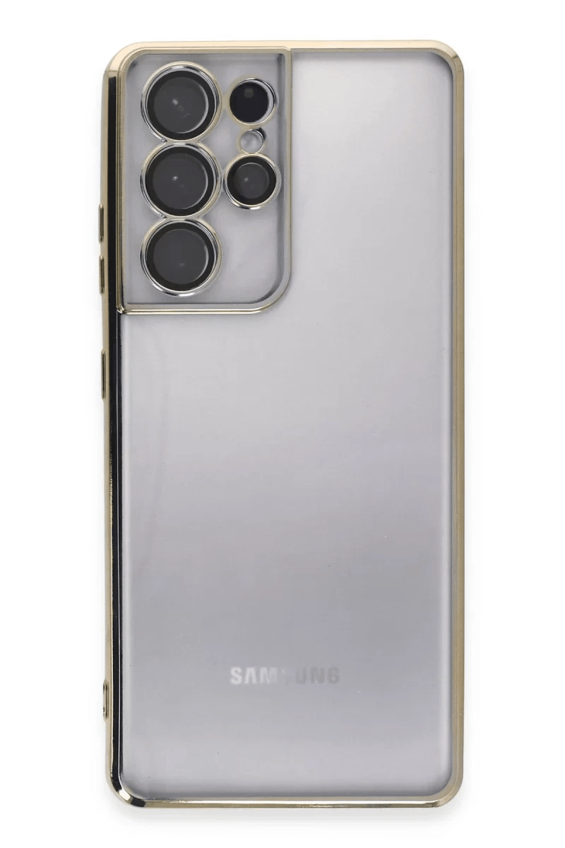 Samsung Galaxy S21 Ultra Kılıf Lensli Silikon - Gold