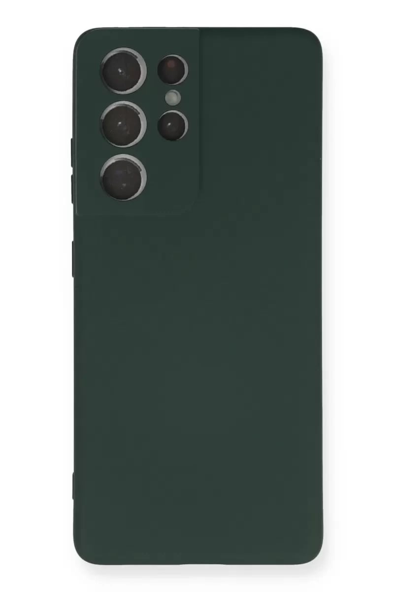 Samsung Galaxy S21 Ultra Kılıf Nano içi Kadife Silikon - Koyu Yeşil