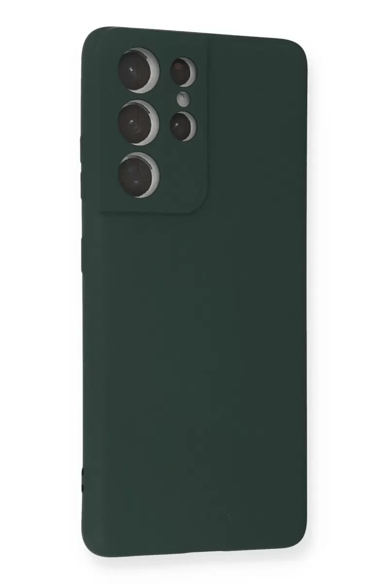 Samsung Galaxy S21 Ultra Kılıf Nano içi Kadife Silikon - Koyu Yeşil
