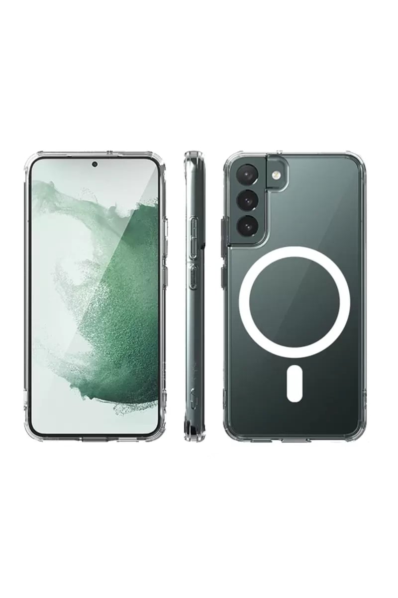 Samsung Galaxy S22 Kılıf Magneticsafe Şeffaf Silikon - Şeffaf