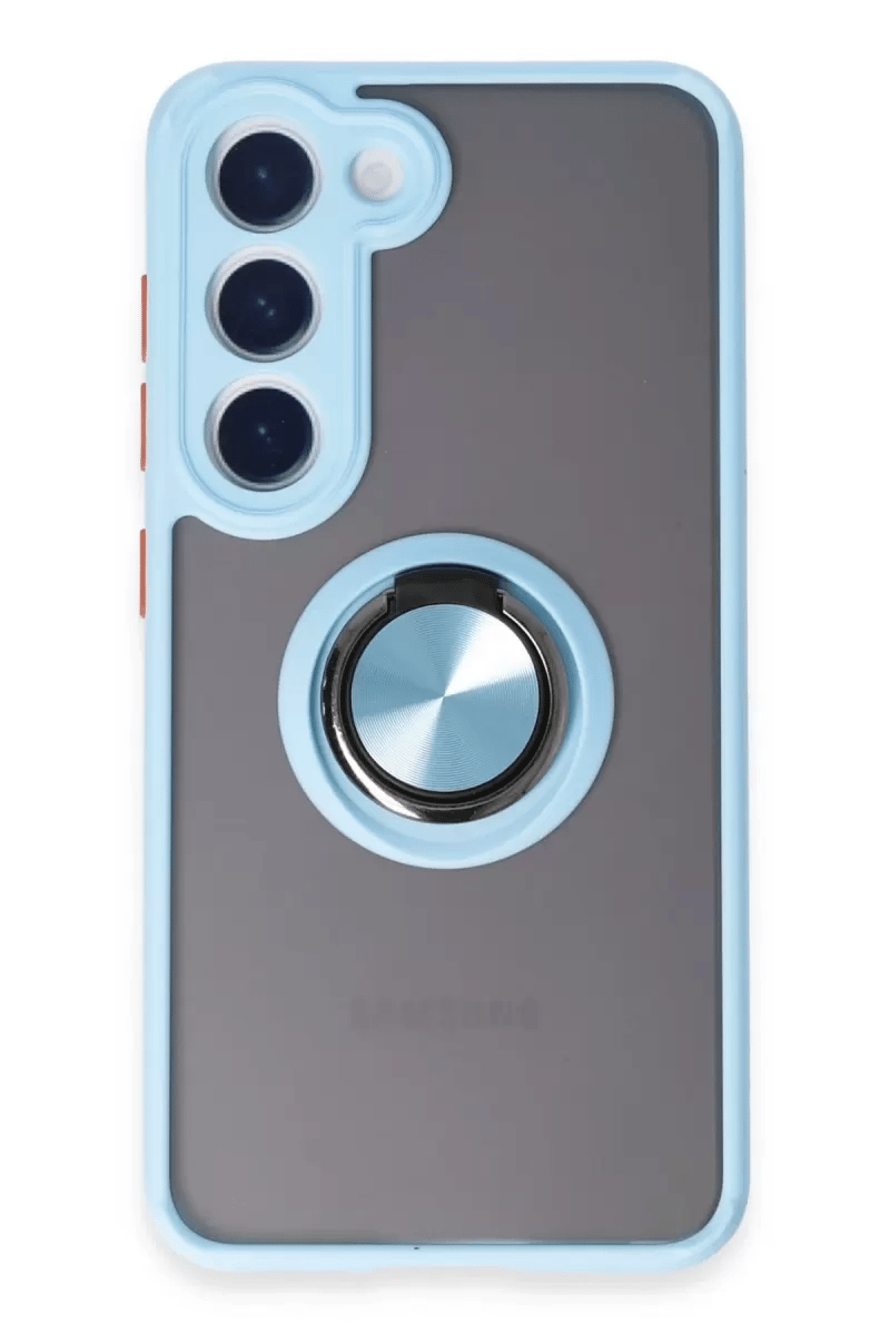 Samsung Galaxy S23 Kılıf Montreal Yüzüklü Silikon Kapak - Buz Mavi