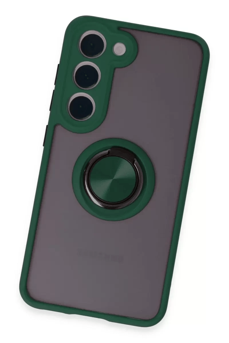 Samsung Galaxy S23 Kılıf Montreal Yüzüklü Silikon Kapak - Yeşil