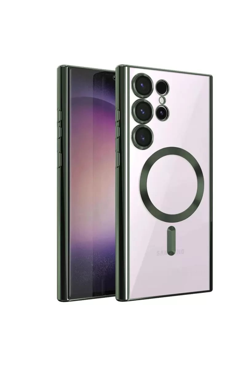 Samsung Galaxy S23 Ultra Kılıf Kross Magneticsafe Kapak - Koyu Yeşil