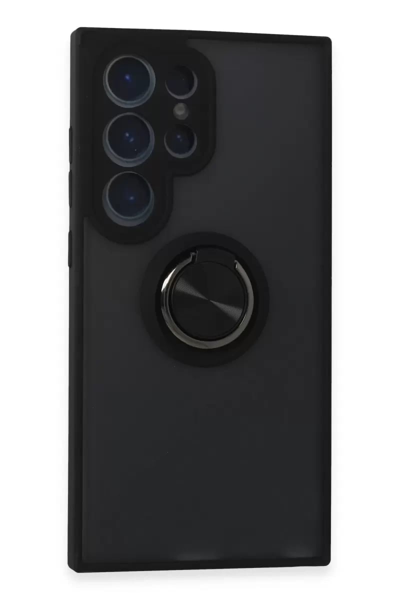 Samsung Galaxy S24 Ultra Kılıf Montreal Yüzüklü Silikon Kapak - Siyah