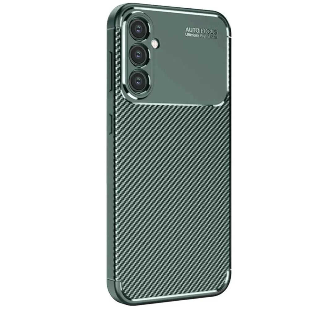 Samsung Galaxy S25 Kılıf Auto Focus Karbon Kapak - Koyu Yeşil