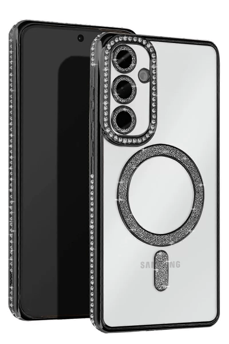 Samsung Galaxy S25 Kılıf Joke Simli Magneticsafe Kılıf - Siyah