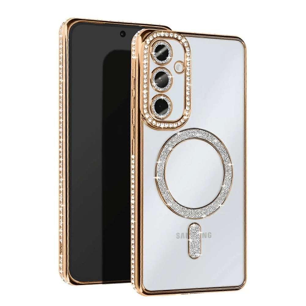 Samsung Galaxy S25 Kılıf Joke Simli Magneticsafe Kılıf - Gold