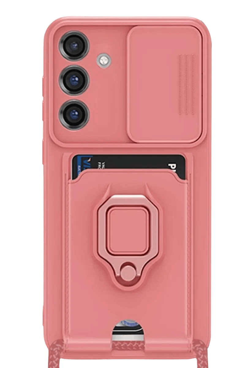 Samsung Galaxy S25 Plus Kılıf Zuma Kartvizitli Yüzüklü Silikon - Pembe