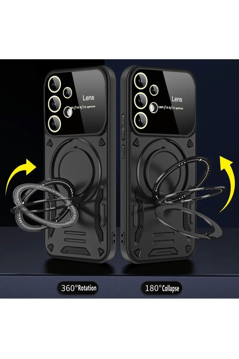 Samsung Galaxy S25 Ultra Kılıf Joy Lens Standlı Kapak - Mor