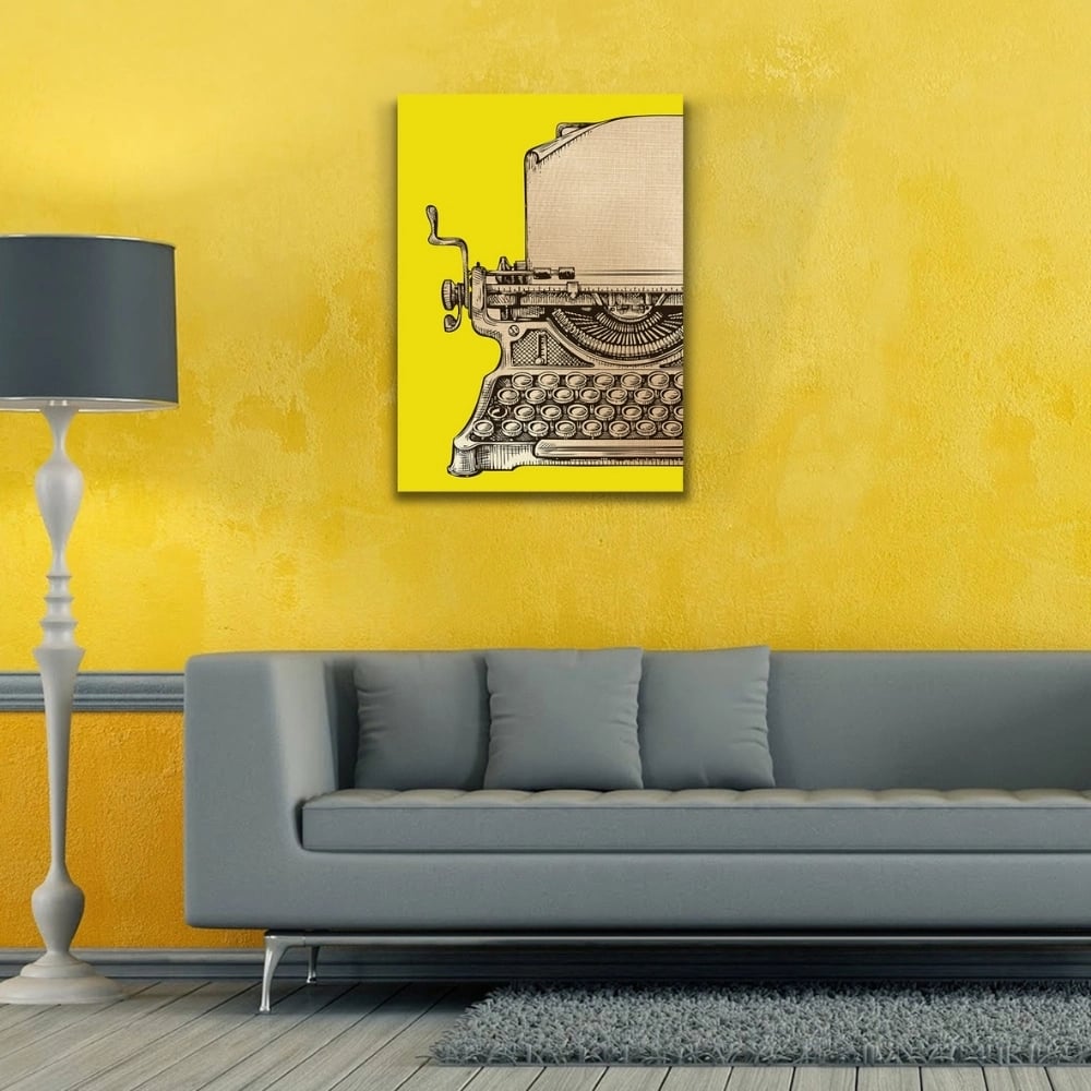 Sarı Zeminde Daktilo Kanvas Tablo 50 x 70