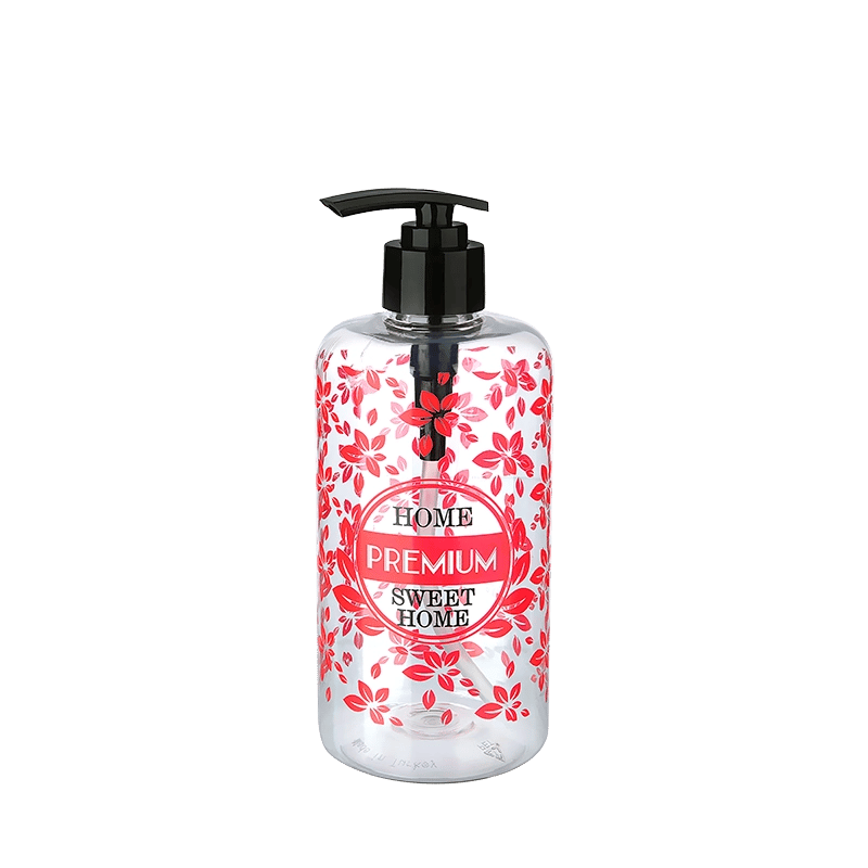 Şeffaf Sıvı Sabunluk Yuvarlak Plastik Pompalı 500 ML