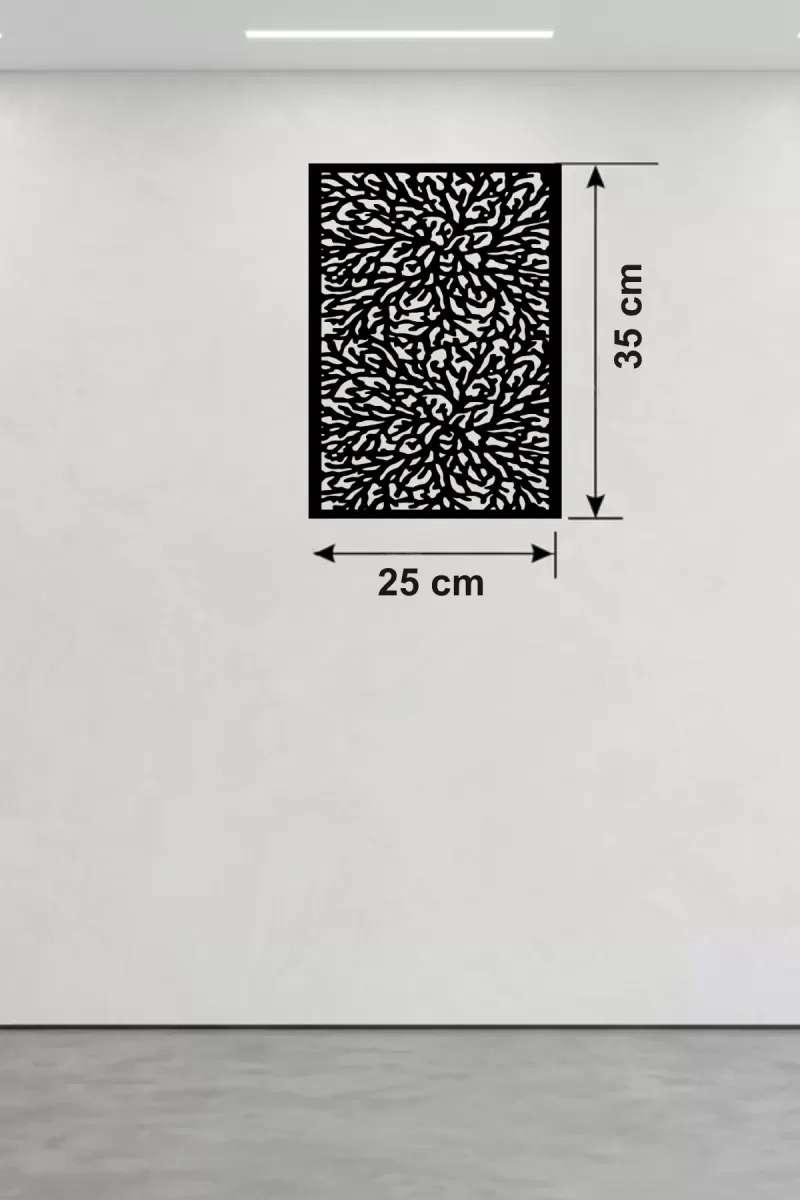 Soyut Mercan ve Hücre Dokulu Ahşap Duvar Tablosu - 25x35 cm Lazer Kesim Dekoratif Pano
