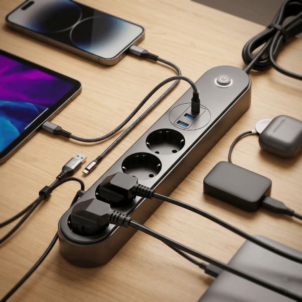 Termal Akım Korumalı 4 Prizli USB Girişli Uzatma Kablosu