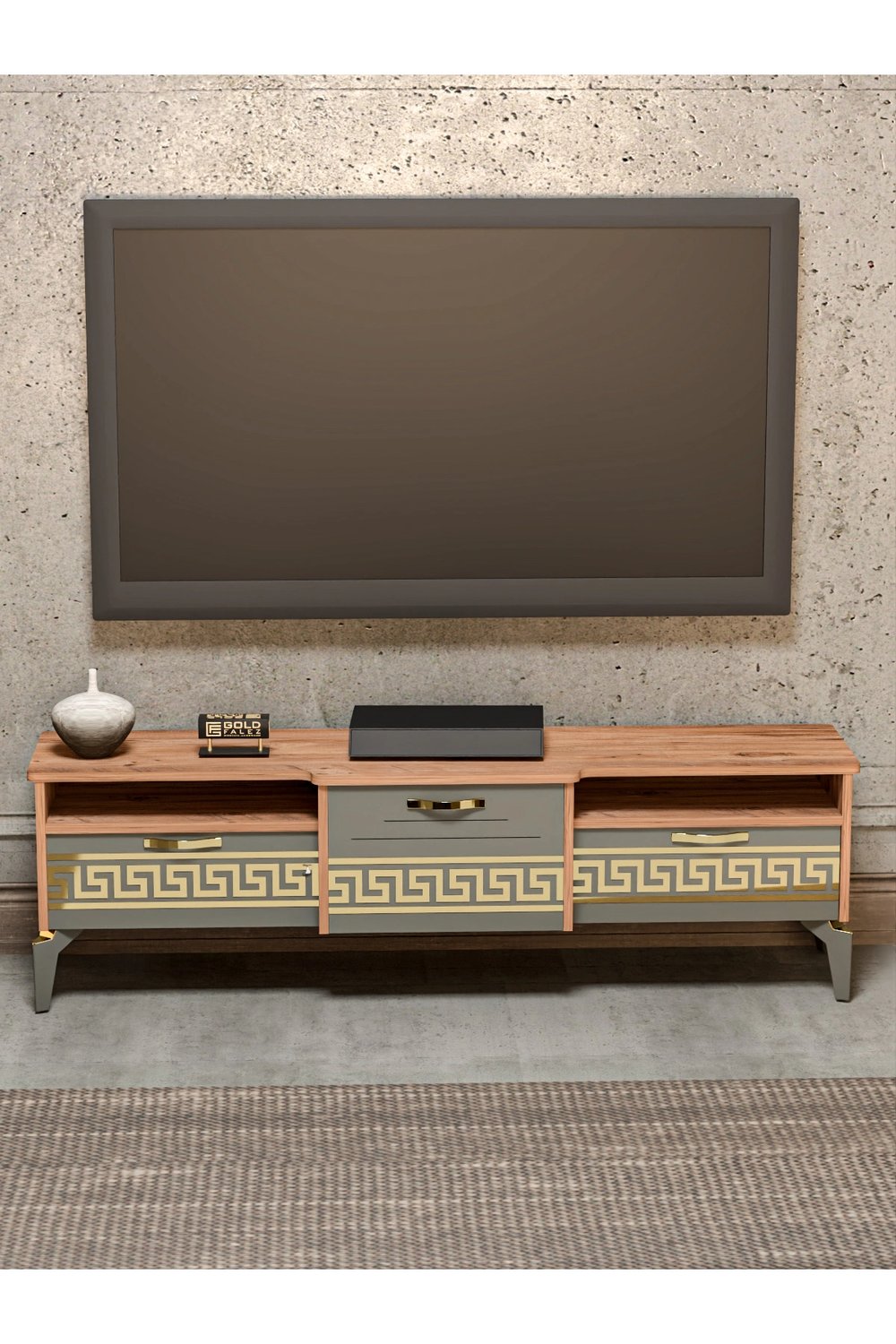 Tv Sehpası Tv Ünitesi 160 Cm Atlantik Çam Gold Mistral 5070