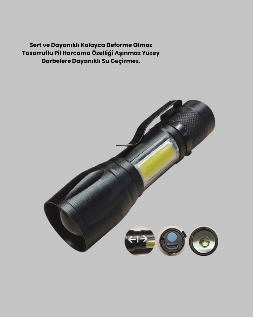 Ultra Dayanıklı 4 Mod Şarjlı Işıldak | Suya ve Darbeye Dayanıklı | 100.000 Saat LED Ömrü