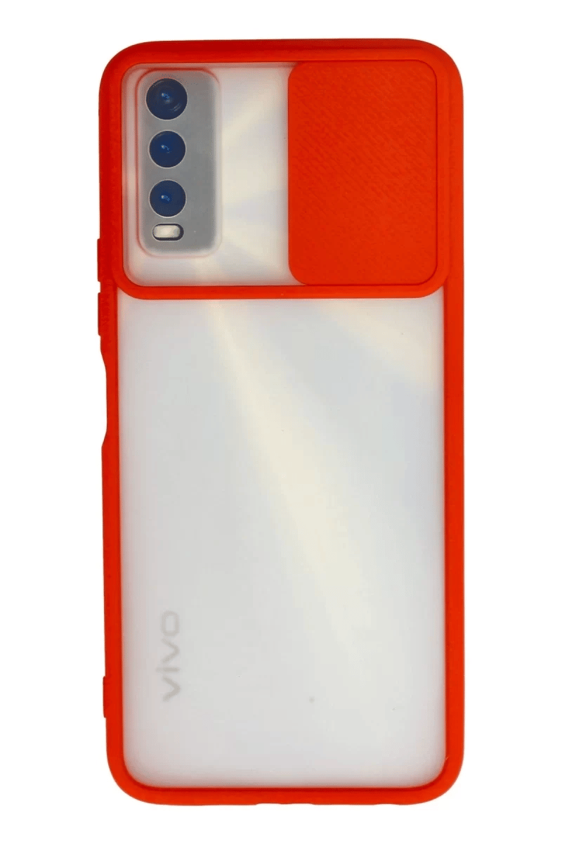 Vivo Y11S Kılıf Palm Buzlu Kamera Sürgülü Silikon - Kırmızı