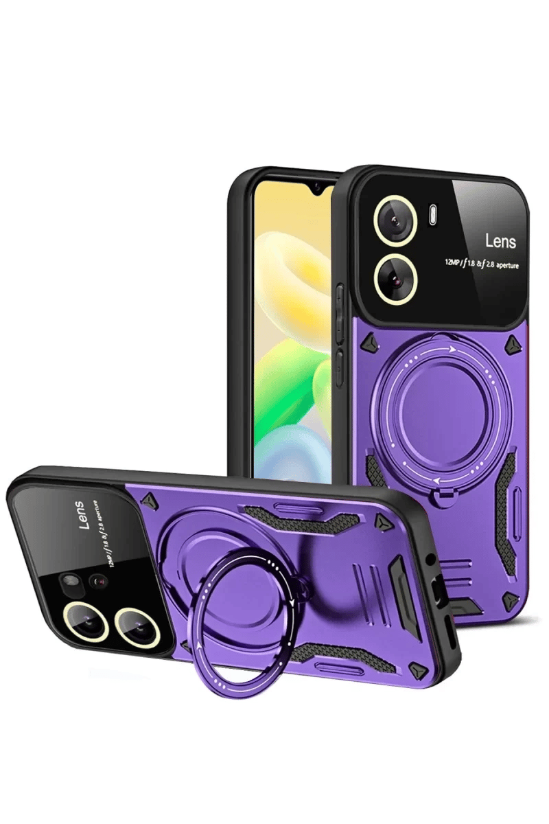 Vivo Y16 Kılıf Joy Lens Standlı Kapak - Mor
