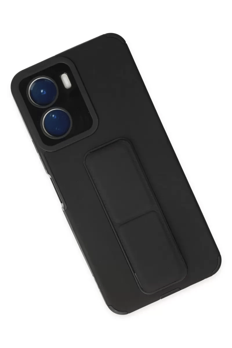 Vivo Y16 Kılıf Mega Standlı Silikon - Siyah