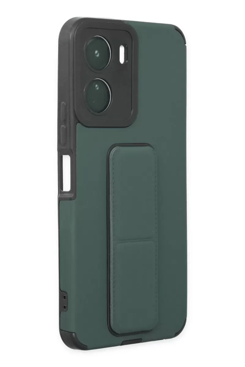 Vivo Y16 Kılıf Mega Standlı Silikon - Yeşil
