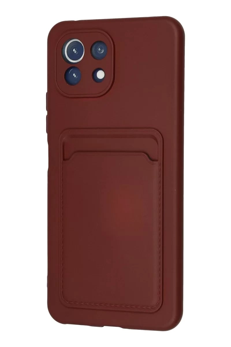 Xiaomi Mİ 11 Lite Kılıf Kelvin Kartvizitli Silikon - Bordo