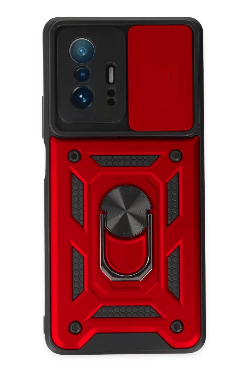 Xiaomi Mi 11T Pro Kılıf Pars Lens Yüzüklü Silikon - Kırmızı