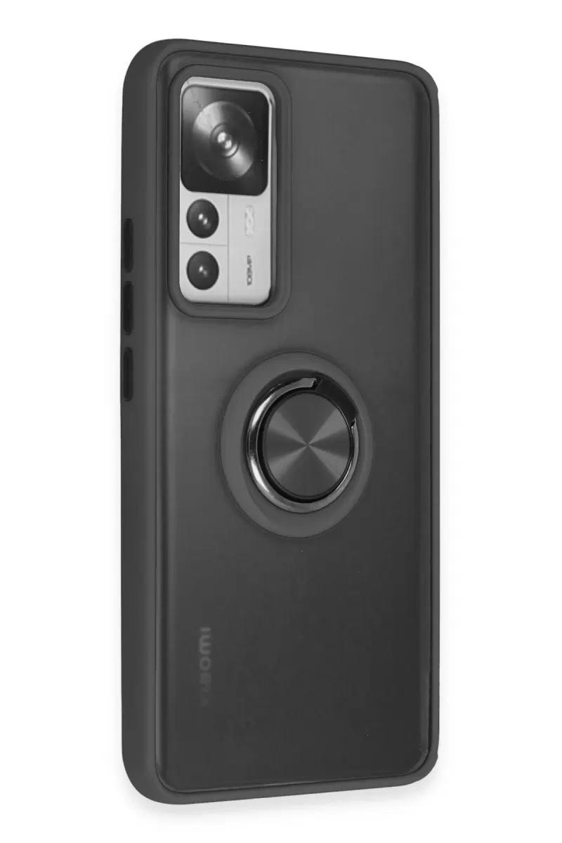 Xiaomi Mi 12T Pro Kılıf Montreal Yüzüklü Silikon Kapak - Siyah