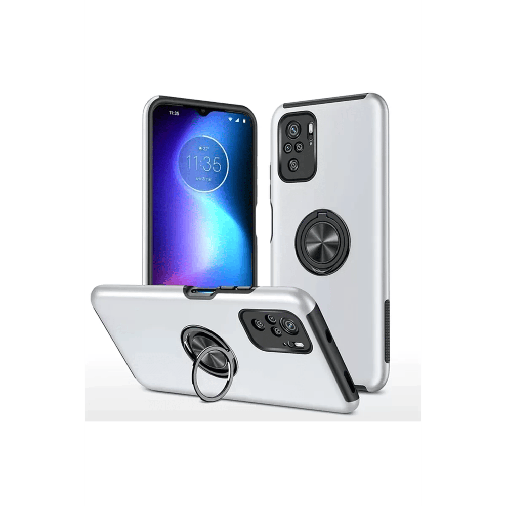 Xiaomi Poco F3 Kılıf Elit Yüzüklü Kapak - Gümüş