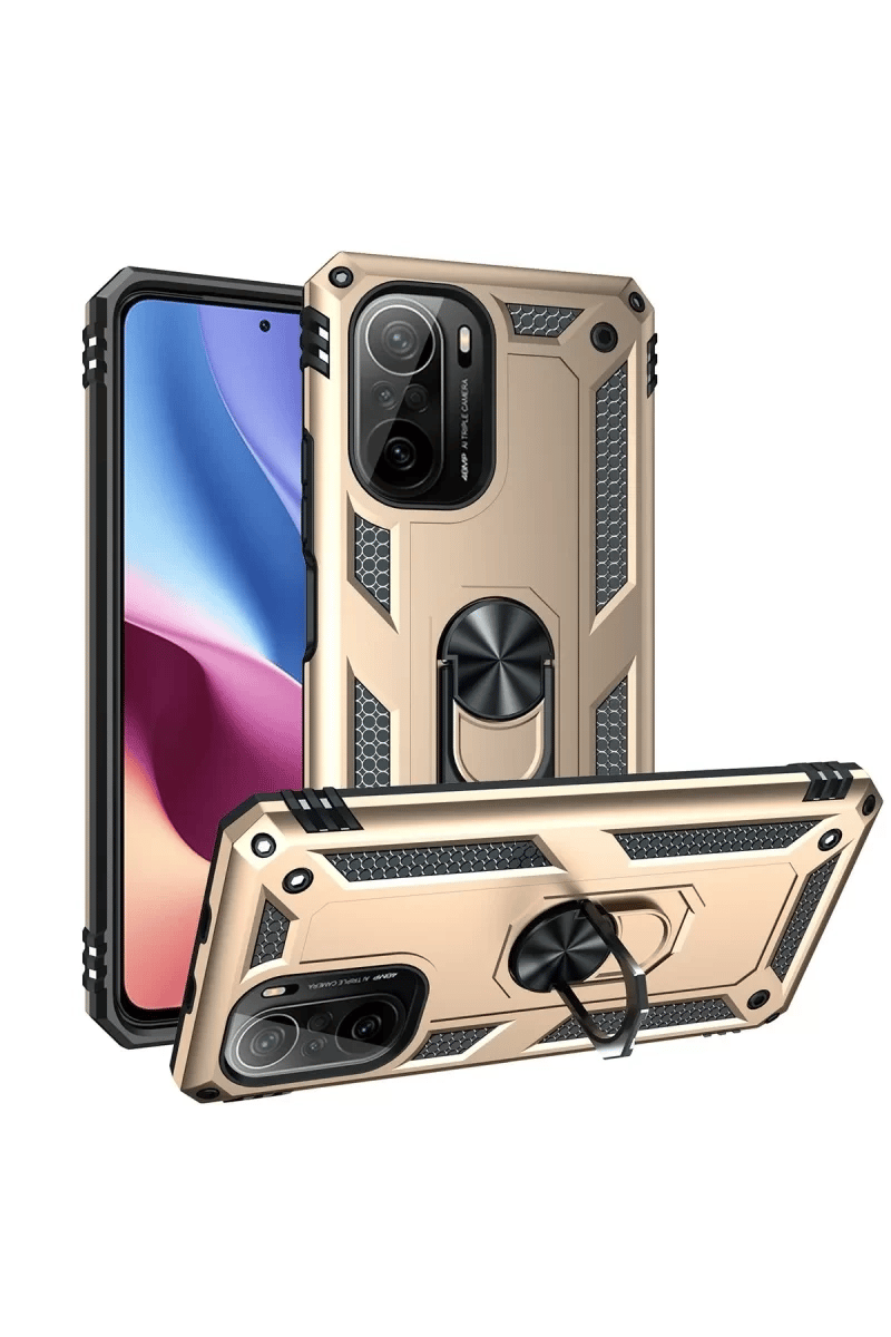 Xiaomi Poco F3 Kılıf Sofya Yüzüklü Silikon Kapak - Gold